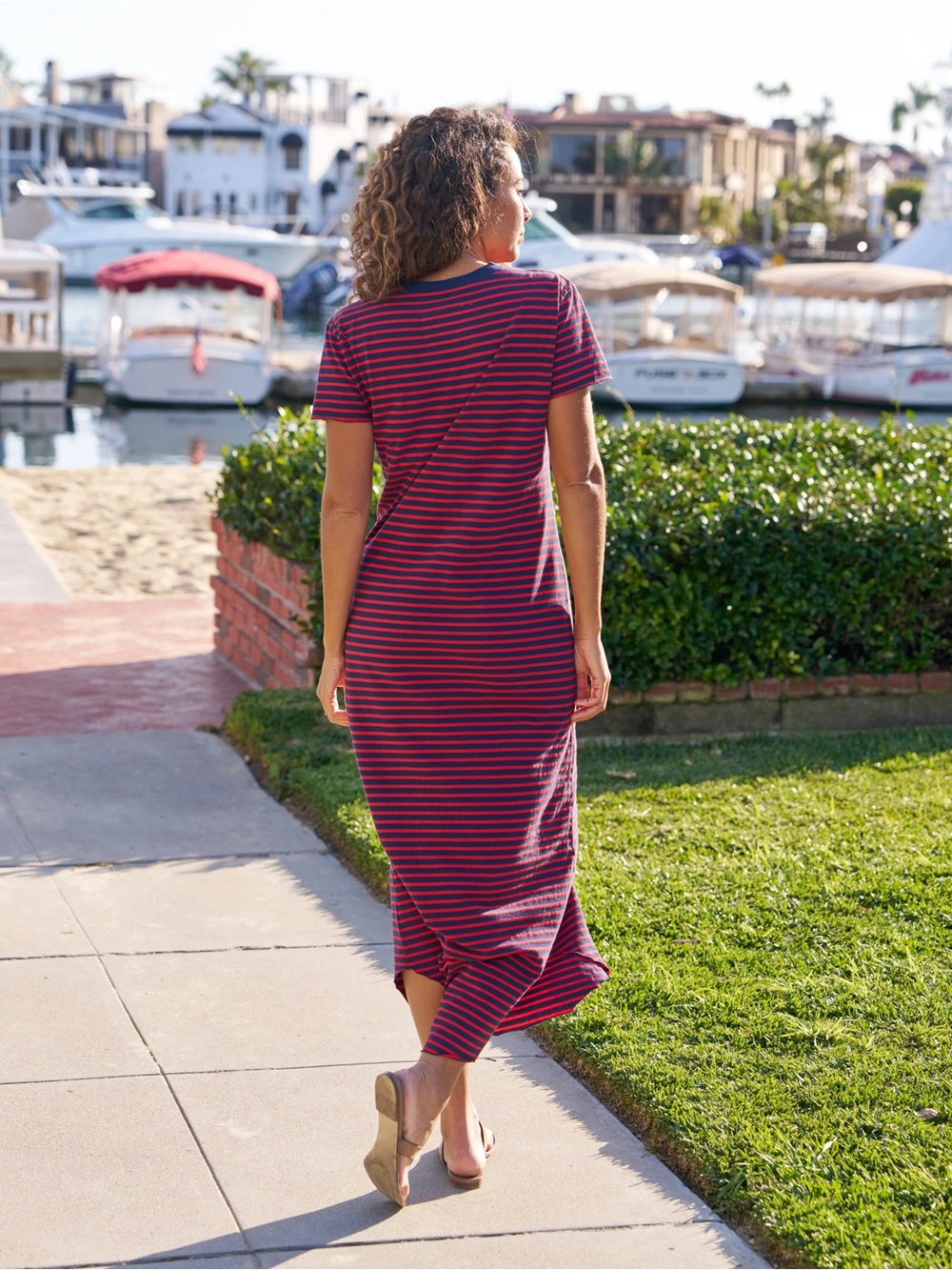 Frank & Eileen Harper Red French Navy Stripe short sleeve t-shirt dress